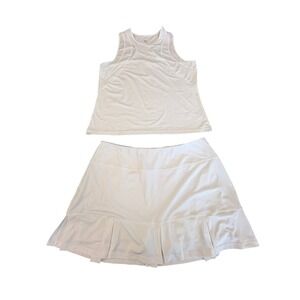 Tail Activewear Womens XL White Tennis Golf 2 PC.Set Mesh Racerback Tank  Skirt